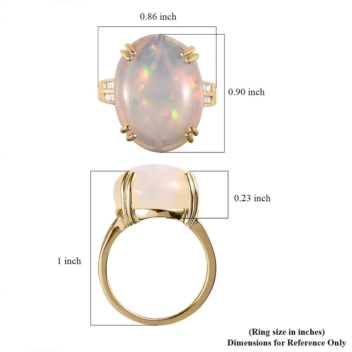 Doorbuster LUXORO 10K Yellow Gold AAA Ethiopian Welo Opal and G-H I3 Diamond Ring (Size 10.0) 3.40 Grams 10.65 ctw image number 0 Doorbuster LUXORO 10K Yellow Gold AAA Ethiopian Welo Opal a image number 6