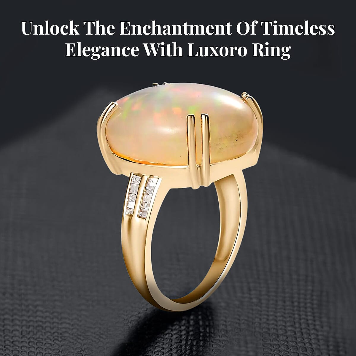 Luxoro 10K Yellow Gold AAA Ethiopian Welo Opal and G-H I3 Diamond Ring (Size 6.0) 11.65 ctw image number 2