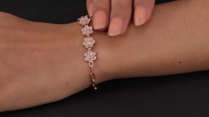 Uncut Natural Pink Diamond Paper Clip Chain Bracelet in Vermeil Rose Gold Over Sterling Silver (7.25 In) 0.30 ctw