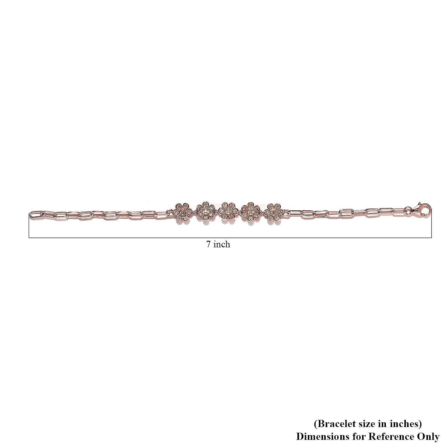 Uncut Natural Pink Diamond Paper Clip Chain Bracelet in Vermeil Rose Gold Over Sterling Silver (7.25 In) 0.30 ctw