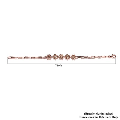 Uncut Natural Pink Diamond Paper Clip Chain Bracelet in Vermeil Rose Gold Over Sterling Silver (7.25 In) 0.30 ctw