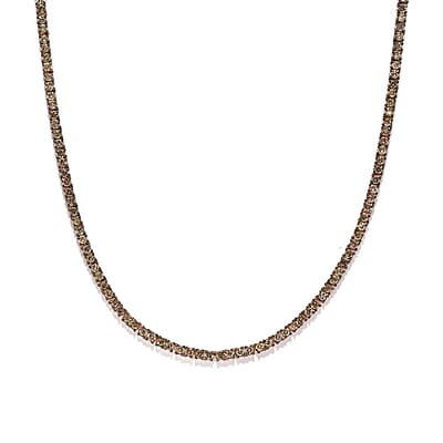 Natural Champagne Diamond Tennis Necklace 20 Inches in Vermeil Rose Gold Over Sterling Silver 4.85 ctw