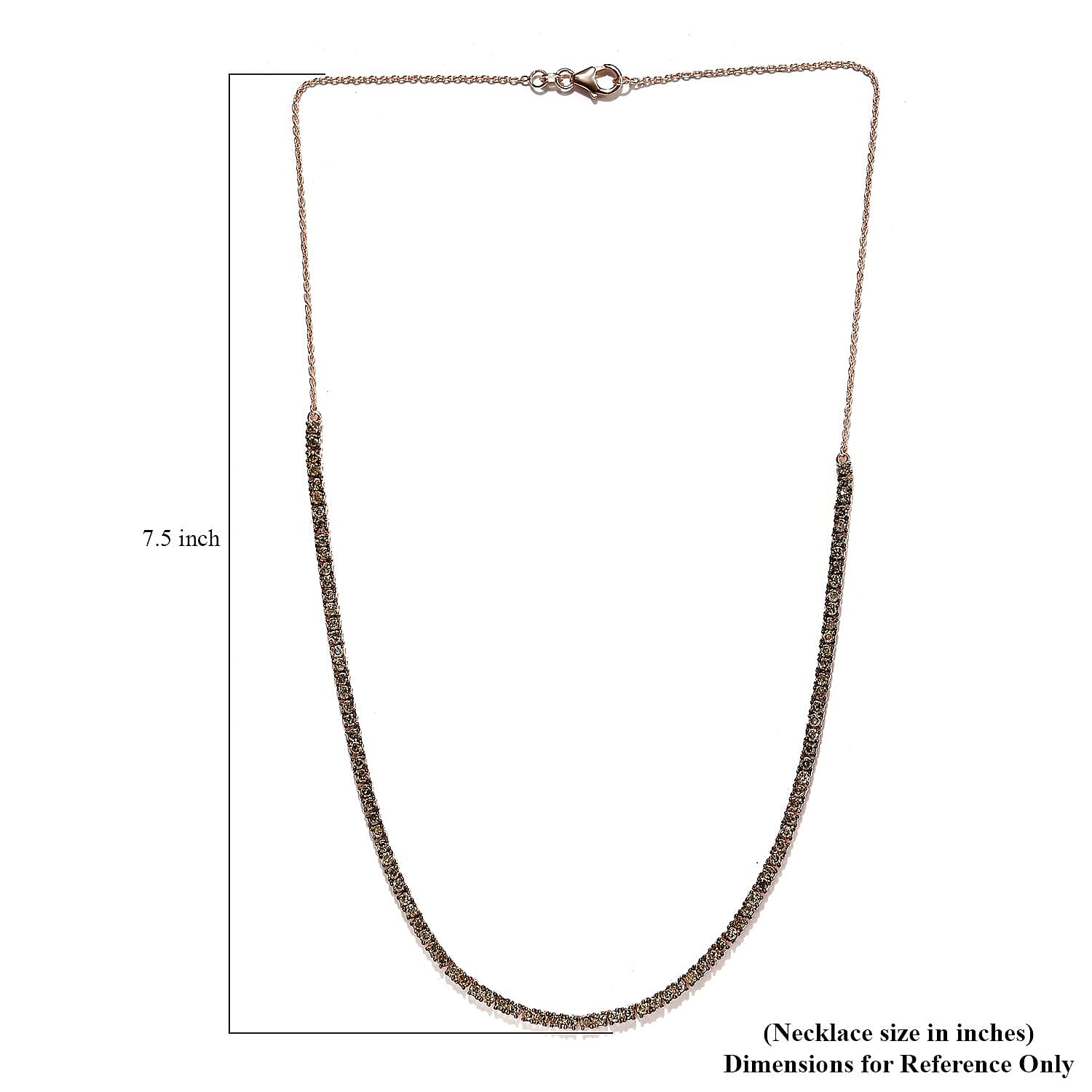 Natural Champagne Diamond Tennis Necklace 20 Inches in Vermeil Rose Gold Over Sterling Silver 4.85 ctw