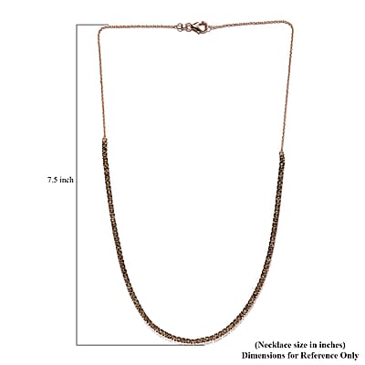 Natural Champagne Diamond Tennis Necklace 20 Inches in Vermeil Rose Gold Over Sterling Silver 4.85 ctw