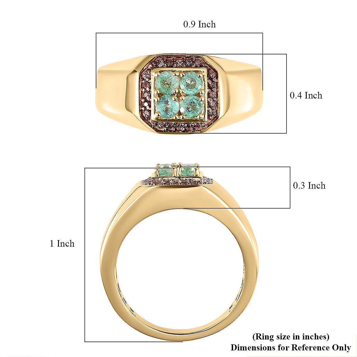 Buy Ethiopian Emerald and Brown Zircon Men's Ring in Rhodium