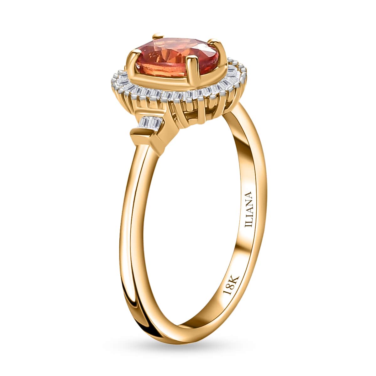 Doorbuster ILIANA 18K Yellow Gold AAA Songea Sapphire, Diamond (G-H, SI) (0.20 cts) Halo Ring (Size 7.0) (3.50 g) 1.40 ctw image number 3