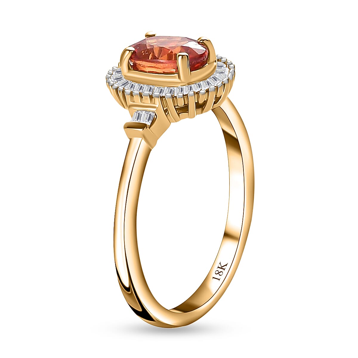 Iliana 18K Yellow Gold AAA Songea Sapphire and G-H SI Diamond Halo Ring (Size 8.0) 1.30 ctw image number 3