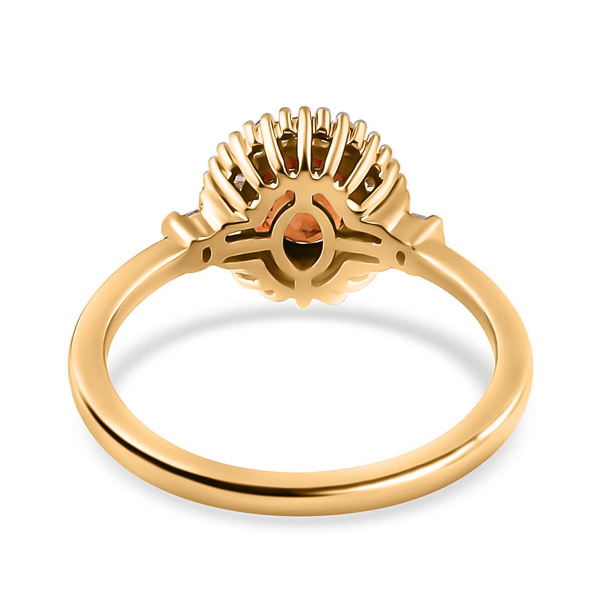 Iliana 18K Yellow Gold AAA Songea Sapphire and G-H SI Diamond Halo Ring (Size 8.0) 1.30 ctw image number 4