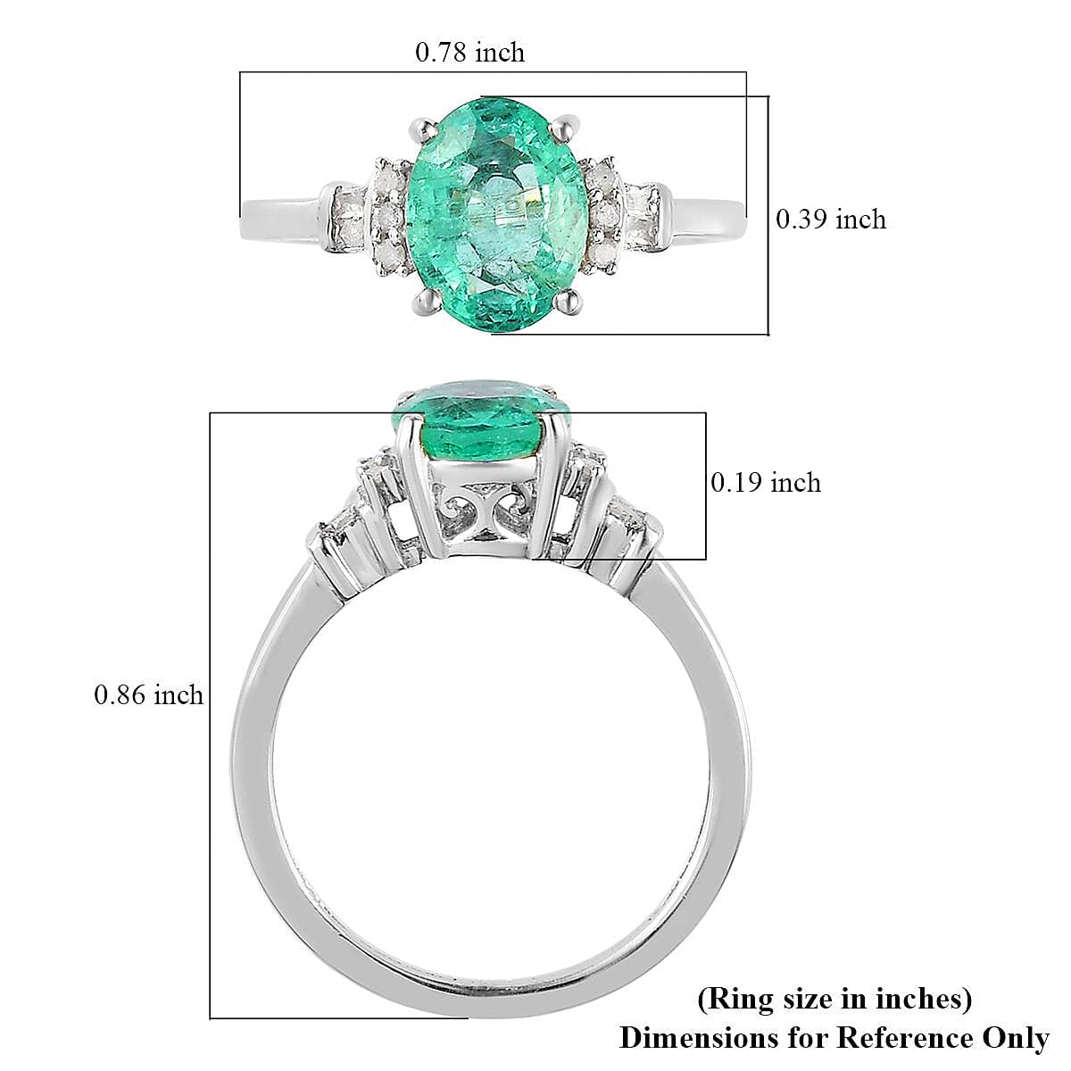 Ethiopian Emerald and Diamond Ring in Platinum Over Sterling Silver (Size 10.0) 1.70 ctw image number 5