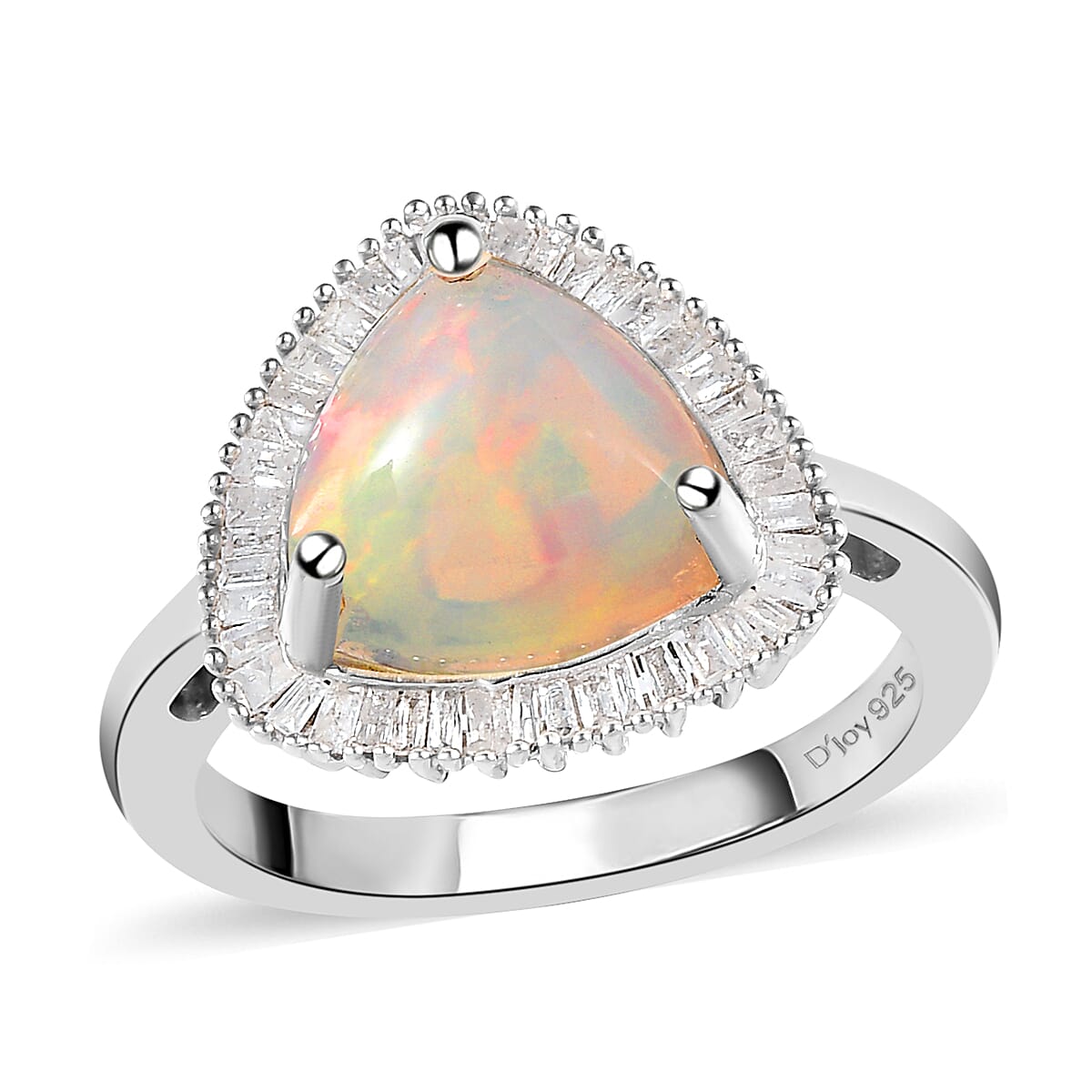 AAA Ethiopian Welo Opal and Diamond 2.35 ctw Halo Ring in Platinum Over Sterling Silver (Size 10.0) 