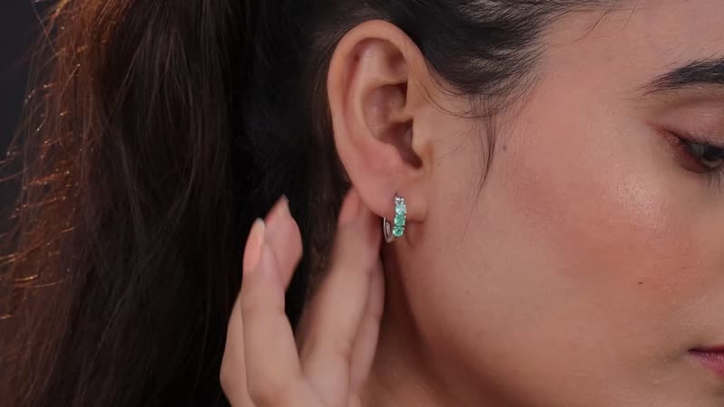 Ethiopian Emerald Hoop Earrings in Platinum Over Sterling Silver 0.65 ctw
