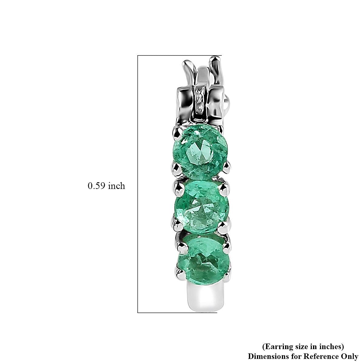 Ethiopian Emerald Hoop Earrings in Platinum Over Sterling Silver 0.65 ctw image number 4