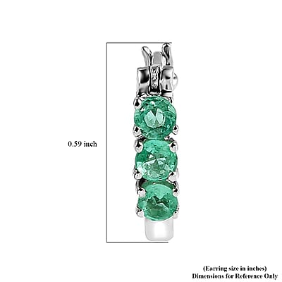 Ethiopian Emerald Hoop Earrings in Platinum Over Sterling Silver 0.65 ctw