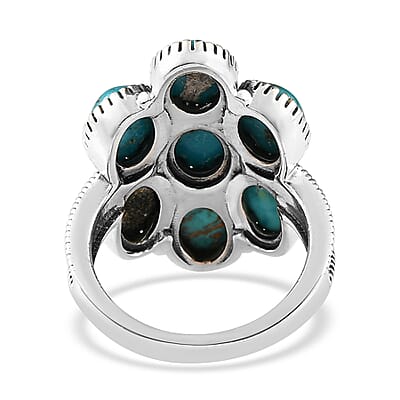 Artisan Crafted Sierra Nevada Turquoise Floral Ring in Sterling Silver (Size 10.0) 5.65 ctw