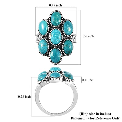 Artisan Crafted Sierra Nevada Turquoise Floral Ring in Sterling Silver (Size 10.0) 5.65 ctw