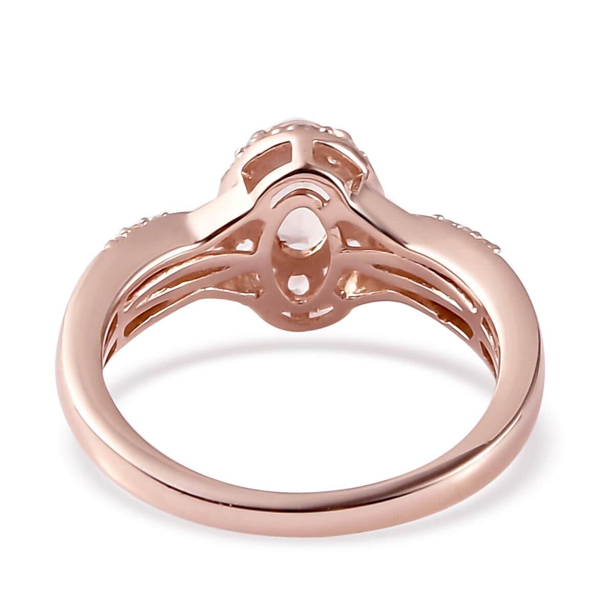 Marropino Morganite and Natural White Zircon Split Shank Ring in Vermeil Rose Gold Over Sterling Silver (Size 10.0) 0.85 ctw image number 4