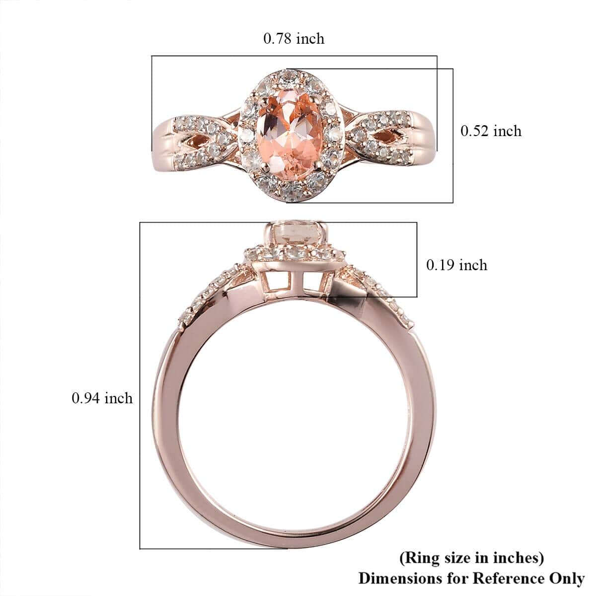 Marropino Morganite and Natural White Zircon Split Shank Ring in Vermeil Rose Gold Over Sterling Silver (Size 10.0) 0.85 ctw image number 5