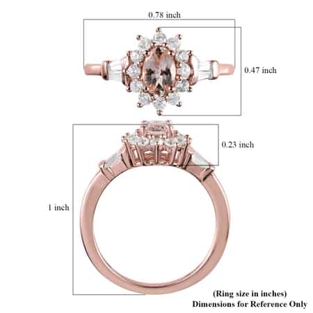 Marropino Morganite and Natural White Zircon Sunburst Ring in Vermeil Rose Gold Over Sterling Silver (Size 10.0) 1.00 ctw image number 5