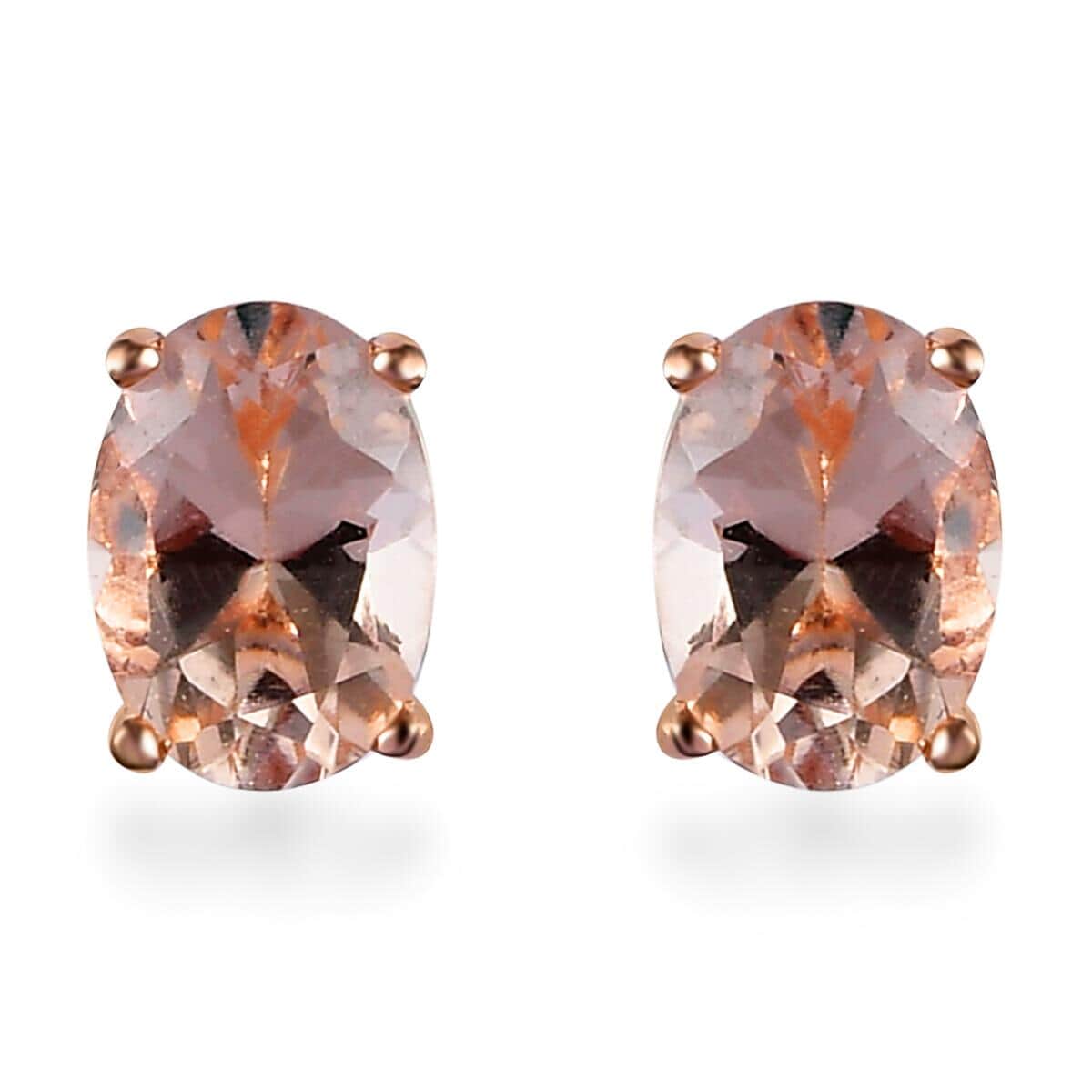 Marropino Morganite Solitaire Stud Earrings in Vermeil Rose Gold Over Sterling Silver 0.90 ctw image number 0