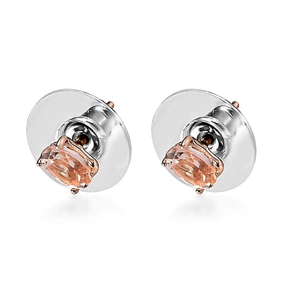 Marropino Morganite Solitaire Stud Earrings in Vermeil Rose Gold Over Sterling Silver 0.90 ctw