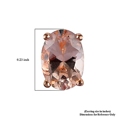Marropino Morganite Solitaire Stud Earrings in Vermeil Rose Gold Over Sterling Silver 0.90 ctw