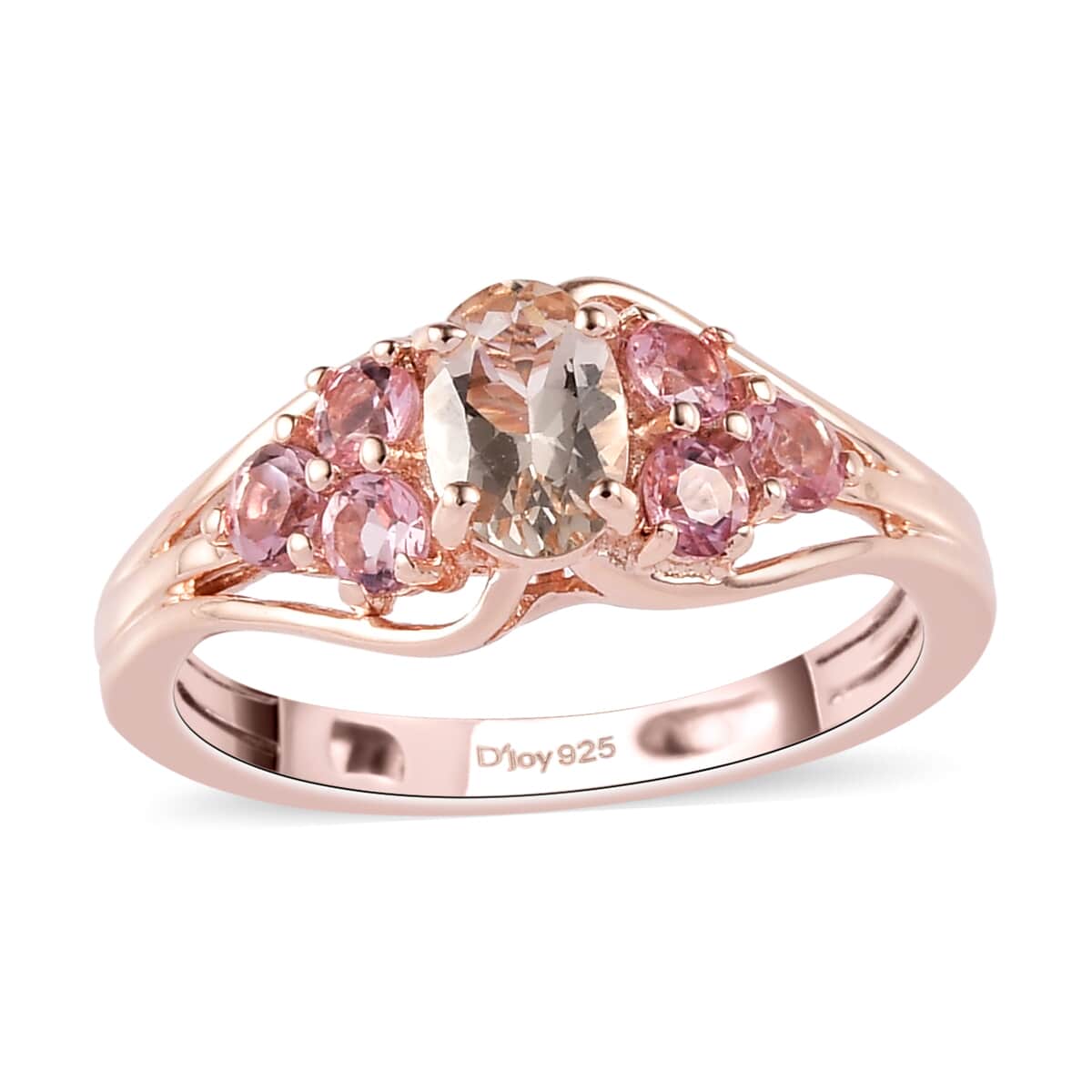Marropino Morganite and Morro Redondo Pink Tourmaline Ring in Vermeil Rose Gold Over Sterling Silver (Size 10.0) 0.85 ctw image number 0