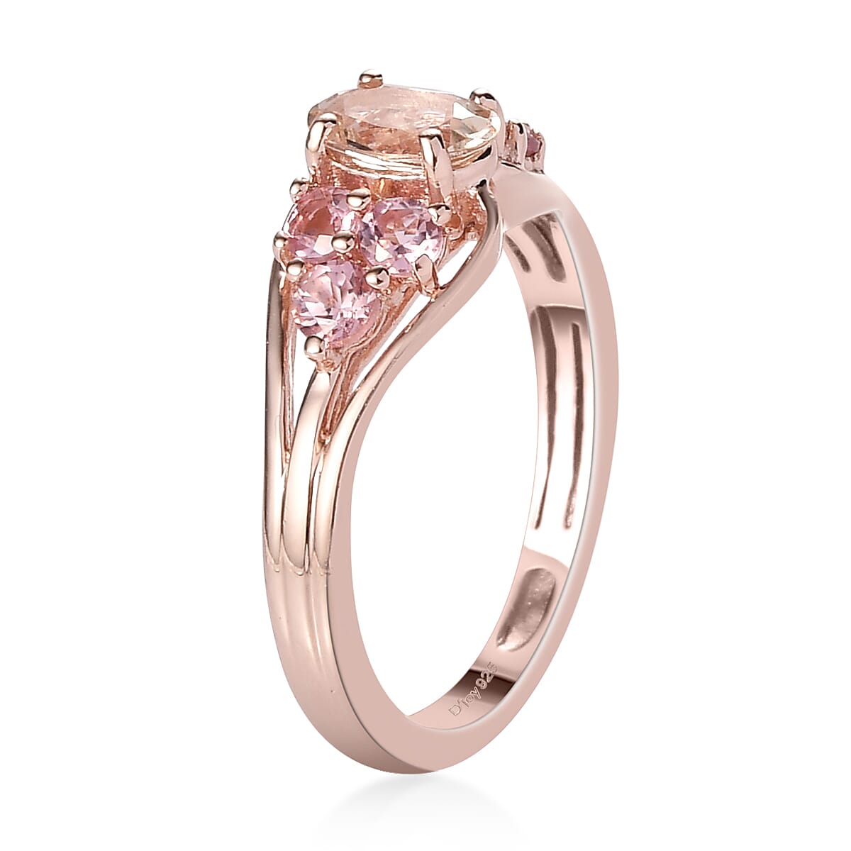 Marropino Morganite and Morro Redondo Pink Tourmaline Ring in Vermeil Rose Gold Over Sterling Silver (Size 10.0) 0.85 ctw