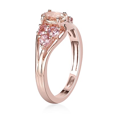 Marropino Morganite and Morro Redondo Pink Tourmaline Ring in Vermeil Rose Gold Over Sterling Silver (Size 10.0) 0.85 ctw
