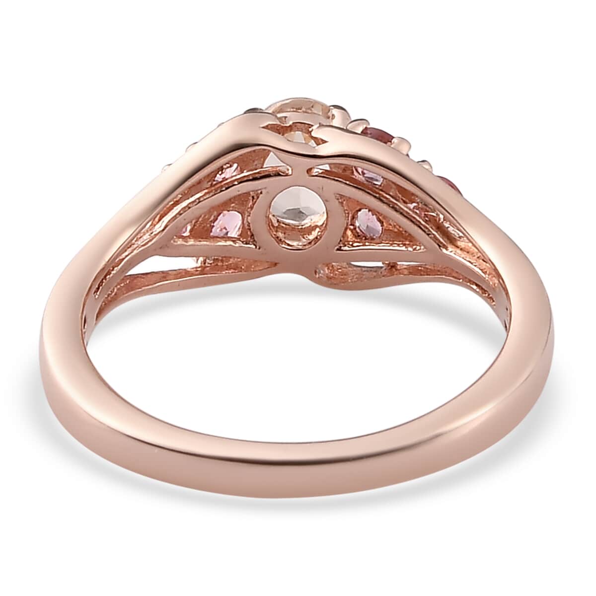 Marropino Morganite and Morro Redondo Pink Tourmaline Ring in Vermeil Rose Gold Over Sterling Silver 0.85 ctw image number 4