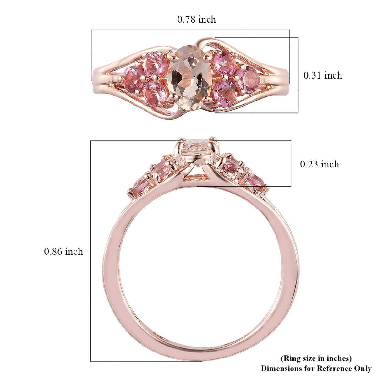 Marropino Morganite and Morro Redondo Pink Tourmaline Ring in Vermeil Rose Gold Over Sterling Silver 0.85 ctw image number 5