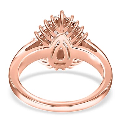 Premium Marropino Morganite Ring , Dual Halo Ring , White Zircon Ring , Morganite Halo Ring , Rose Gold Vermeil Sterling Silver Ring