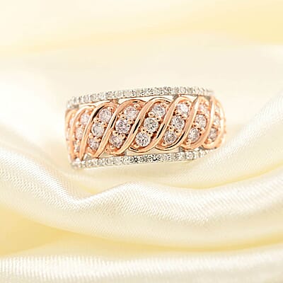 NY Closeout 14K Rose Gold I1 Natural Pink and White Diamond Ring (Size 10.0) 7.30 Grams 1.00 ctw