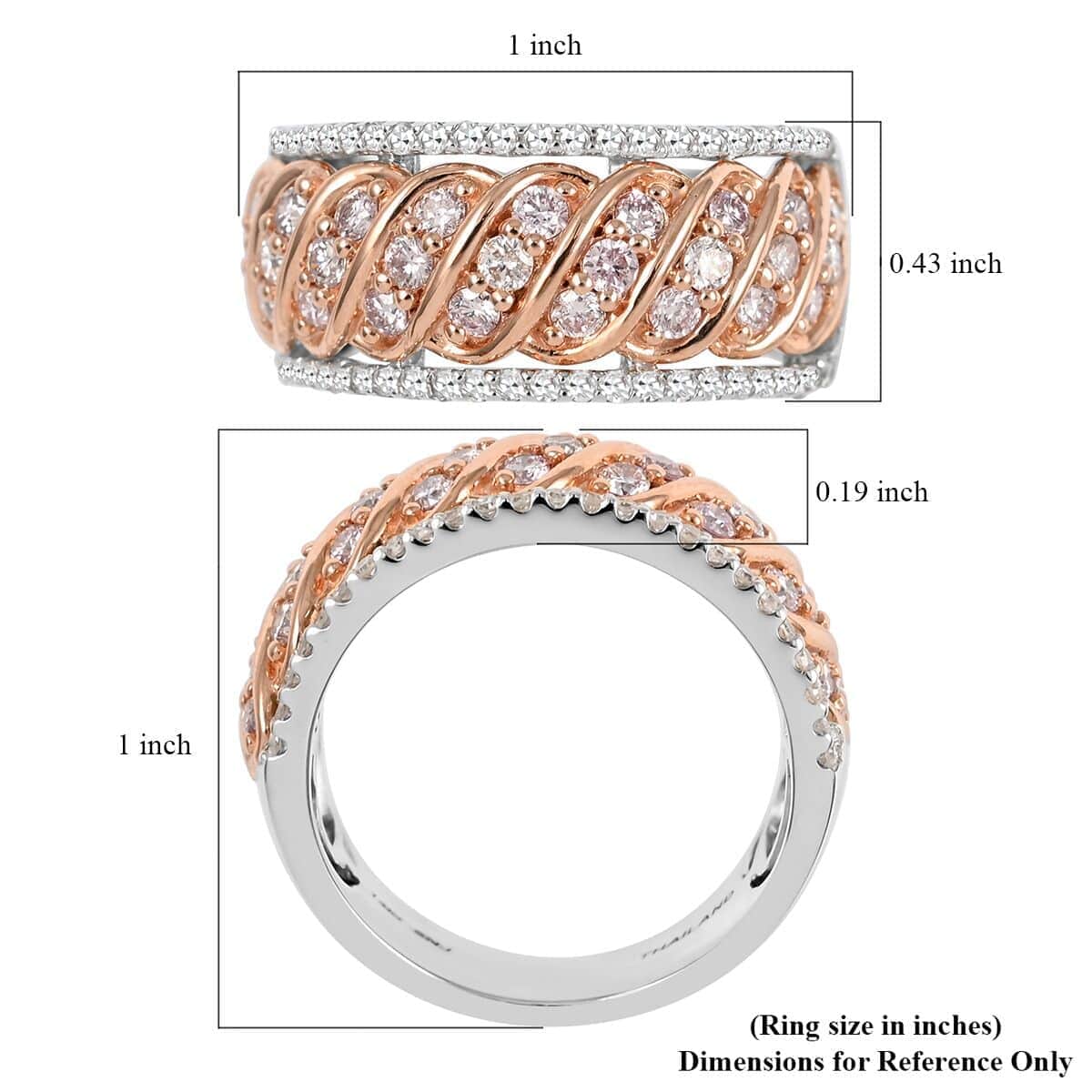 NY Closeout 14K Rose Gold Natural Pink and White Diamond (I1) Ring (Size 7.0) (7.30 g) 1.00 ctw image number 5