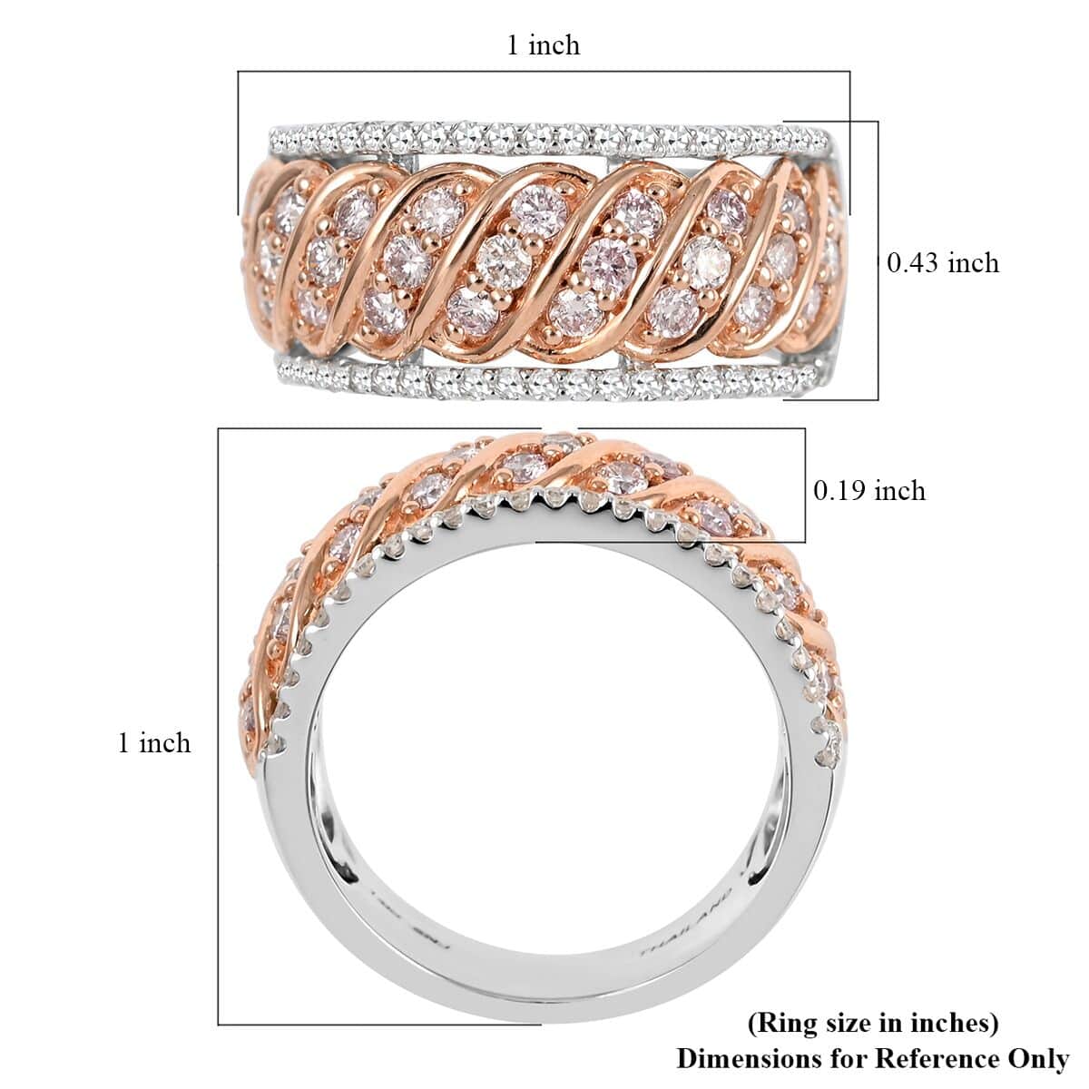 NY Closeout 14K Rose Gold Natural Pink and White Diamond (I1) Ring (Size 7.0) 7.30 Grams 1.00 ctw image number 5