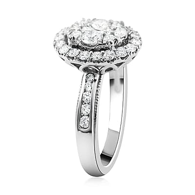 NY Closeout 950 Platinum Diamond Cluster Ring (Size 7.0) 6.80 Grams 1.10 ctw