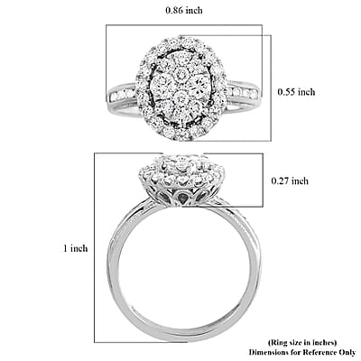 NY Closeout 950 Platinum Diamond Cluster Ring (Size 7.0) 6.80 Grams 1.10 ctw