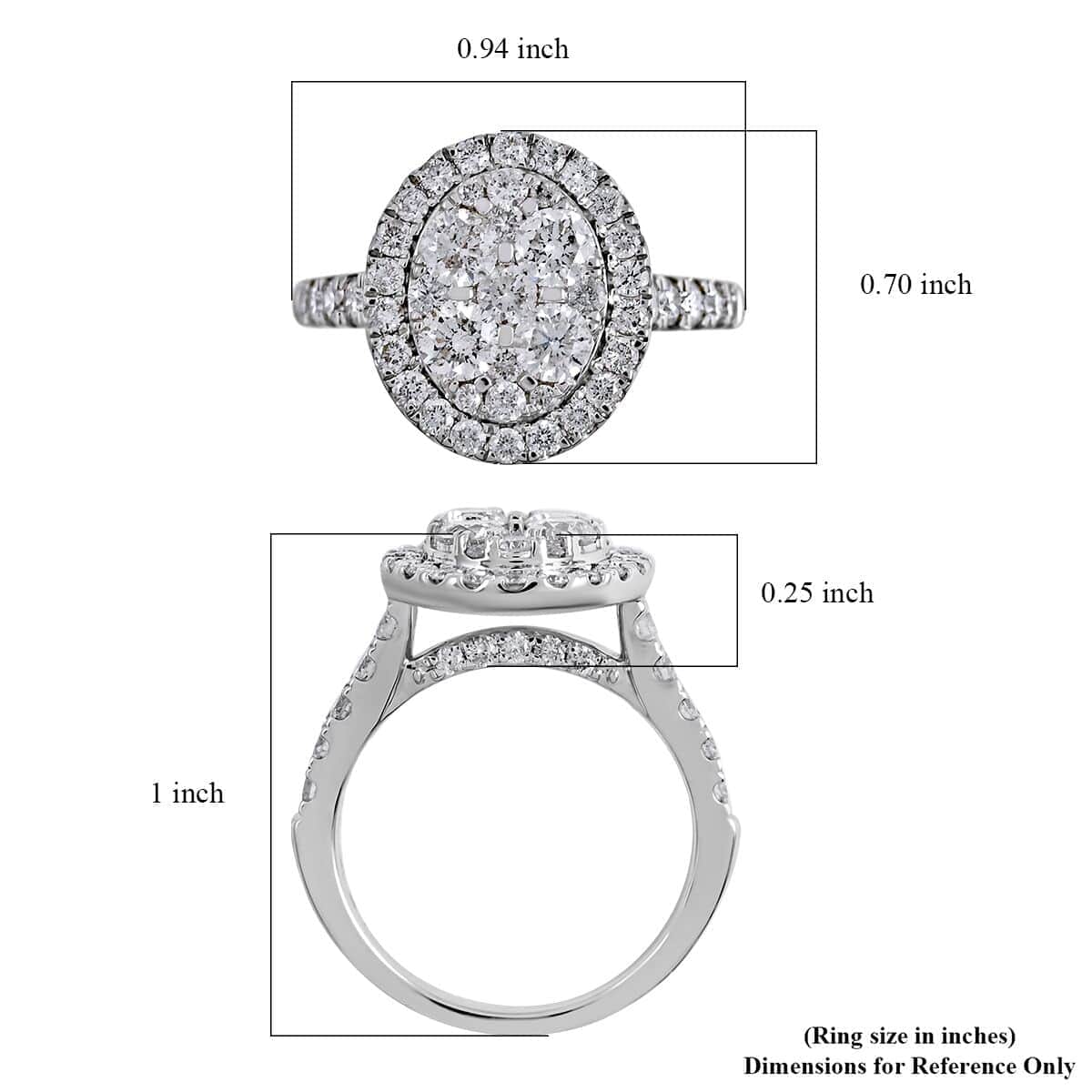 NY Closeout 14K White Gold Diamond G-H, I1 Cluster Ring 5.20 Grams 2.00 ctw image number 4