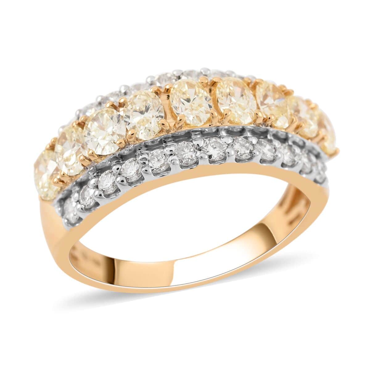 NY Closeout 18K Yellow Gold Natural Yellow and White Diamond Band Ring (Size 6.0) 2.05 ctw image number 0