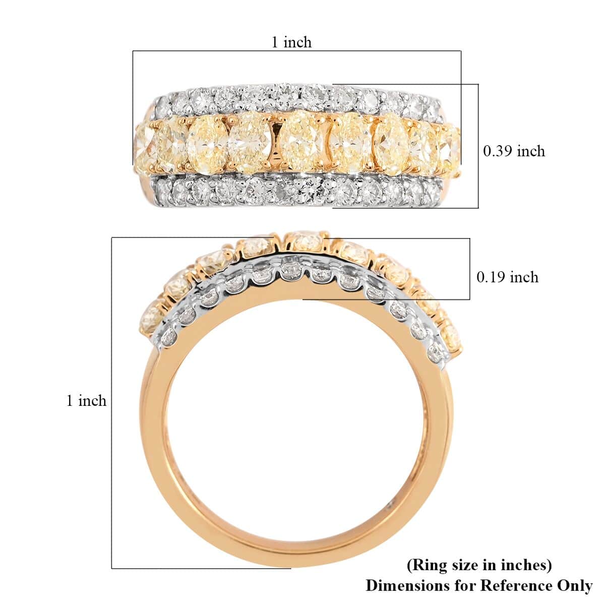 NY Closeout 18K Yellow Gold Natural Yellow and White Diamond Band Ring (Size 6.0) 2.05 ctw image number 4