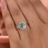 Ethiopian Emerald and Diamond Halo Ring in Platinum Over Sterling Silver (Size 10.0) 1.35 ctw image number 2