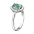 Ethiopian Emerald and Diamond Halo Ring in Platinum Over Sterling Silver (Size 10.0) 1.35 ctw image number 3