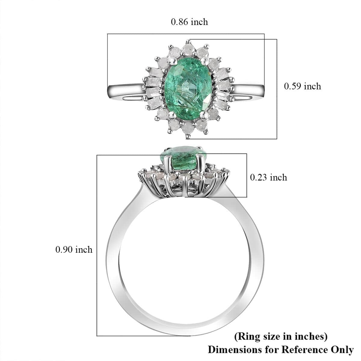Ethiopian Emerald and Diamond Halo Ring in Platinum Over Sterling Silver (Size 10.0) 1.35 ctw image number 5