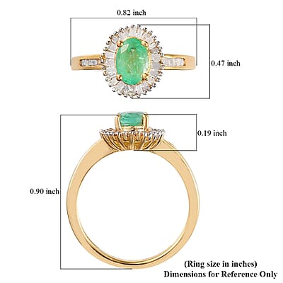 Ethiopian Emerald and Diamond Halo Ring in Vermeil Yellow Gold Over Sterling Silver (Size 10.0) 1.00 ctw