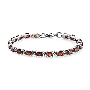 Mozambique Garnet 10.80 ctw Tennis Bracelet in Stainless Steel (6.50 In), Tarnish-Free, Waterproof, Sweat Proof Jewelry
