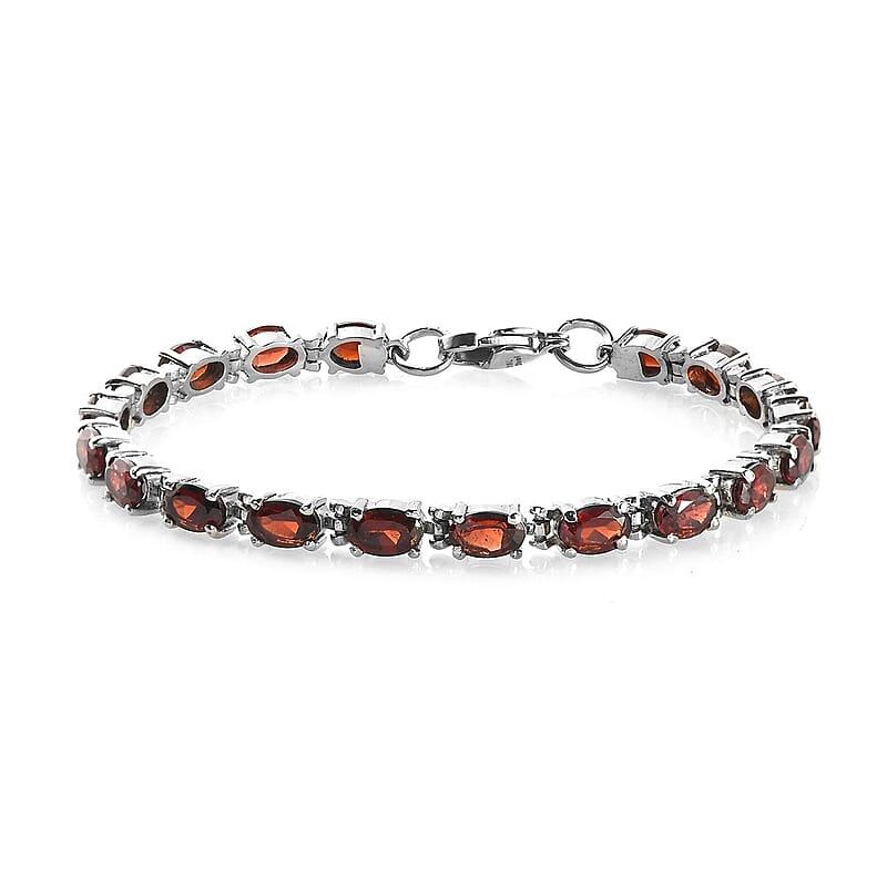 Mozambique Garnet 10.80 ctw Tennis Bracelet in Stainless Steel (6.50 In), Tarnish-Free, Waterproof, Sweat Proof Jewelry