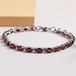 Mozambique Garnet 10.80 ctw Tennis Bracelet in Stainless Steel (6.50 In), Tarnish-Free, Waterproof, Sweat Proof Jewelry