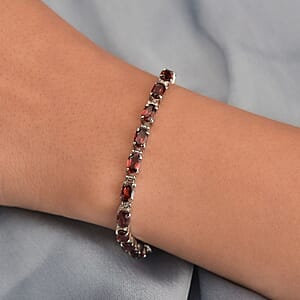 Mozambique Garnet 10.80 ctw Tennis Bracelet in Stainless Steel (6.50 In), Tarnish-Free, Waterproof, Sweat Proof Jewelry