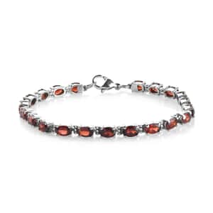 Mozambique Garnet 11.90 ctw Bracelet, Tennis Bracelet, Stainless Steel Bracelet, Garnet Line Bracelet (7.25 In)