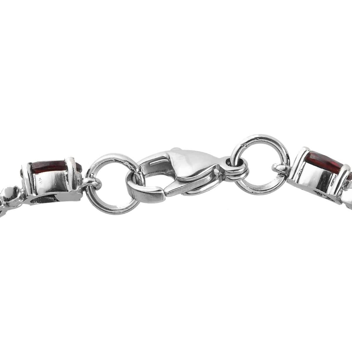 Mozambique Garnet Bracelet, Tennis Bracelet, Stainless Steel Bracelet, Garnet Line Bracelet (7.25 In) 11.90 ctw image number 3