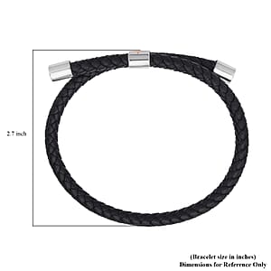 No Kid Hungry Enameled Logo Adjustable Bracelet in Genuine Leather and Stainless Steel , Tarnish-Free, Waterproof, Sweat Proof Jewelry